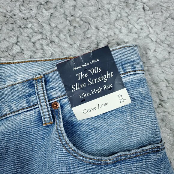 Abercrombie Curve Love 90s Slim Straight Ultra High Rise Jeans Blue Size 20 35 - Picture 3 of 7